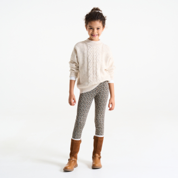 بنطلون)سروال( لاغينغ من الجيرسي، للفتيات، باللون الرمادي وعليه طبعة